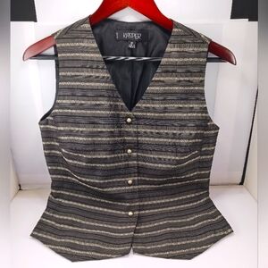 Kasper Petite Fitted Womens Vest in Grey Black, 6P